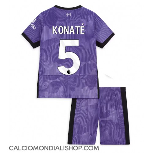 Maglie da calcio Liverpool Ibrahima Konate #5 Terza Maglia Bambino 2023-24 Manica Corta (+ Pantaloni corti)